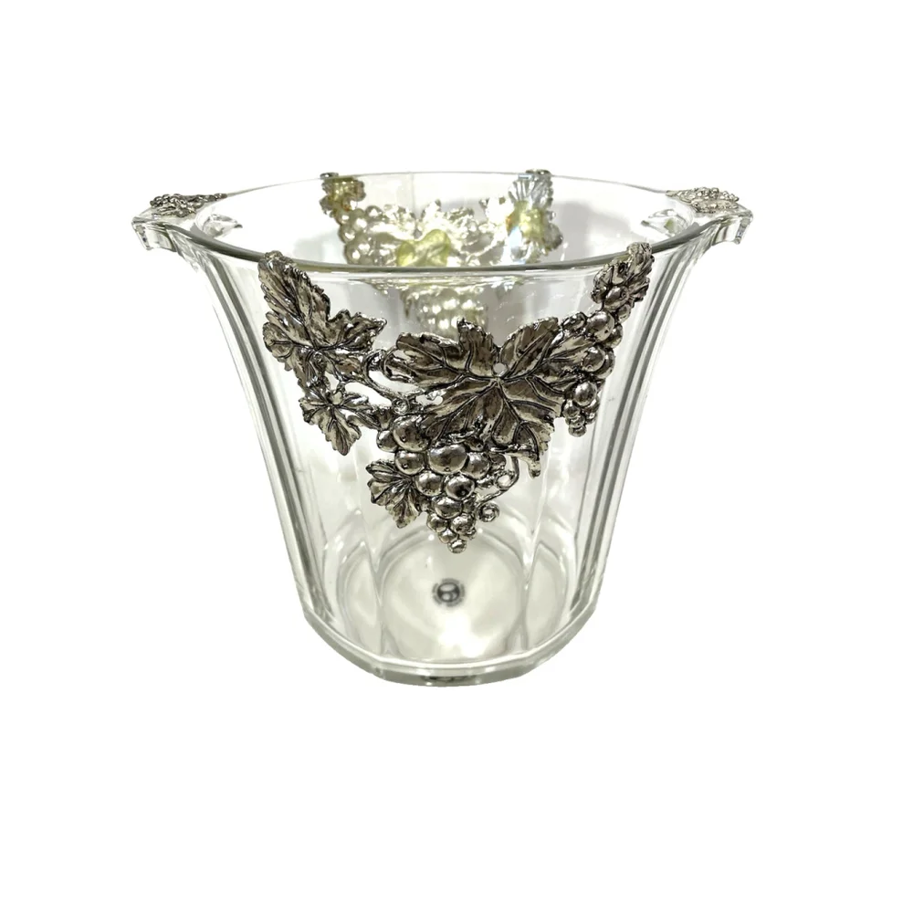 Arthur Court Designs Glass Champagne Wine Ice Chiller Silver Metal Grapevine 8